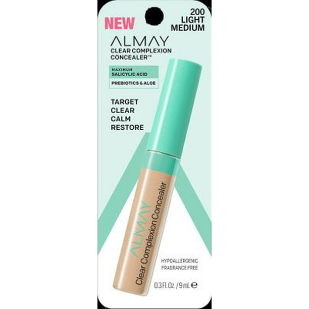 Almay Clear Complexion Acne & Blemish Spot Treatment Concealer Makeup with Salicylic Acid- Lightweight, Full Coverage, Hypoallergenic, Fragrance-Free, for Sensitive Skin, 200 Light/Medium, 0.3 fl oz.