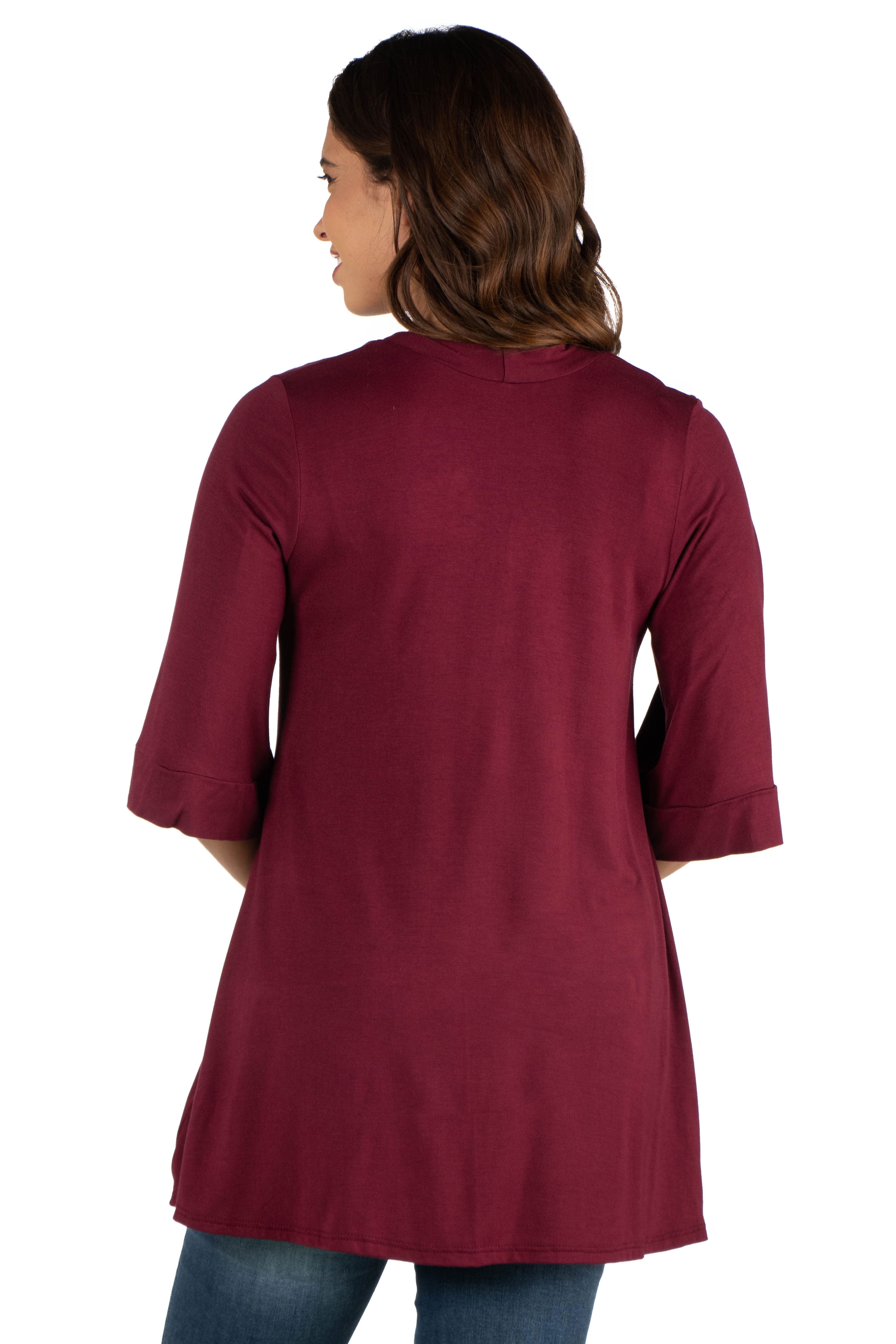 24seven Comfort Apparel Elbow Length Sleeve Open Front Maternity Cardigan