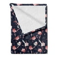 thumbnail image 2 of Floral Soft Flannel Fleece Throw Blanket, Abstract Style Modernistic Pattern with Delicate and Flowers, Cozy Plush for Indoor and Outdoor Use, 50" x 70", Indigo Pale Ruby, by Ambesonne, 2 of 5