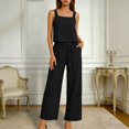 thumbnail image 4 of Mifsaly Linen Sets for Women 2 Piece Summer Set Soild Color Lounge Matching Outfits Sleeveless Tank Tops & High Waist Wide Leg Pants with Pockets XXL, 4 of 9