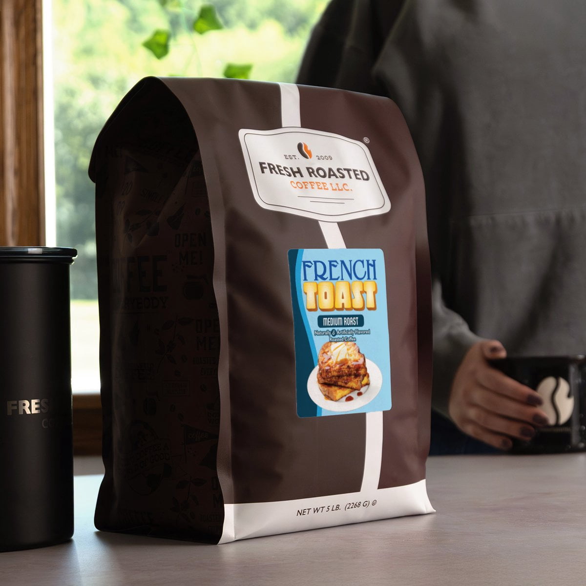 Fresh Roasted Coffee, French Toast Flavored Coffee  Whole Bean, 80 oz 5 lbs