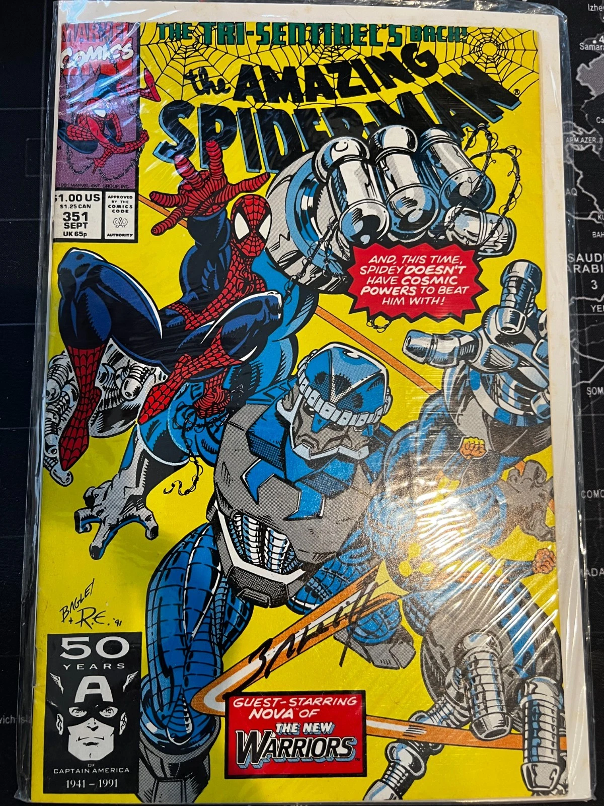 Amazing Spider-Man #351 Signed by Mark Bagley VERY FINE