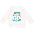 thumbnail image 2 of Inktastic Easter Jesus Loves Me with Cross and Flowers Toddler Sweatshirt, 2 of 4