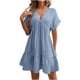 thumbnail image 1 of Vestido de Verano de Manga Corta para las Mujeres Casual V-Cuello Mini Vestido Sólido, Vestido de Fiesta de Manga Corta para la Primavera, 1 of 8