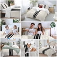 thumbnail image 5 of 3 Piece Black Geometric Stripe, Duvet Cover Set Twin Size, Microfiber Comforter/Quilt Cover with Corner Ties and 2 Pillowcases, Abstract Farmhouse Style All Season Soft Bedding with Zipper Closure, 5 of 8