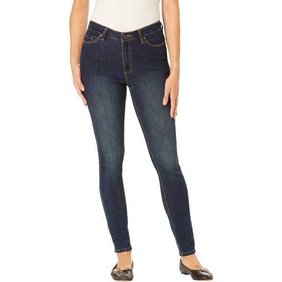 Woman Within Plus Size Tall Slim-Leg Stretch Comfort Denim Five-Pocket Jeans