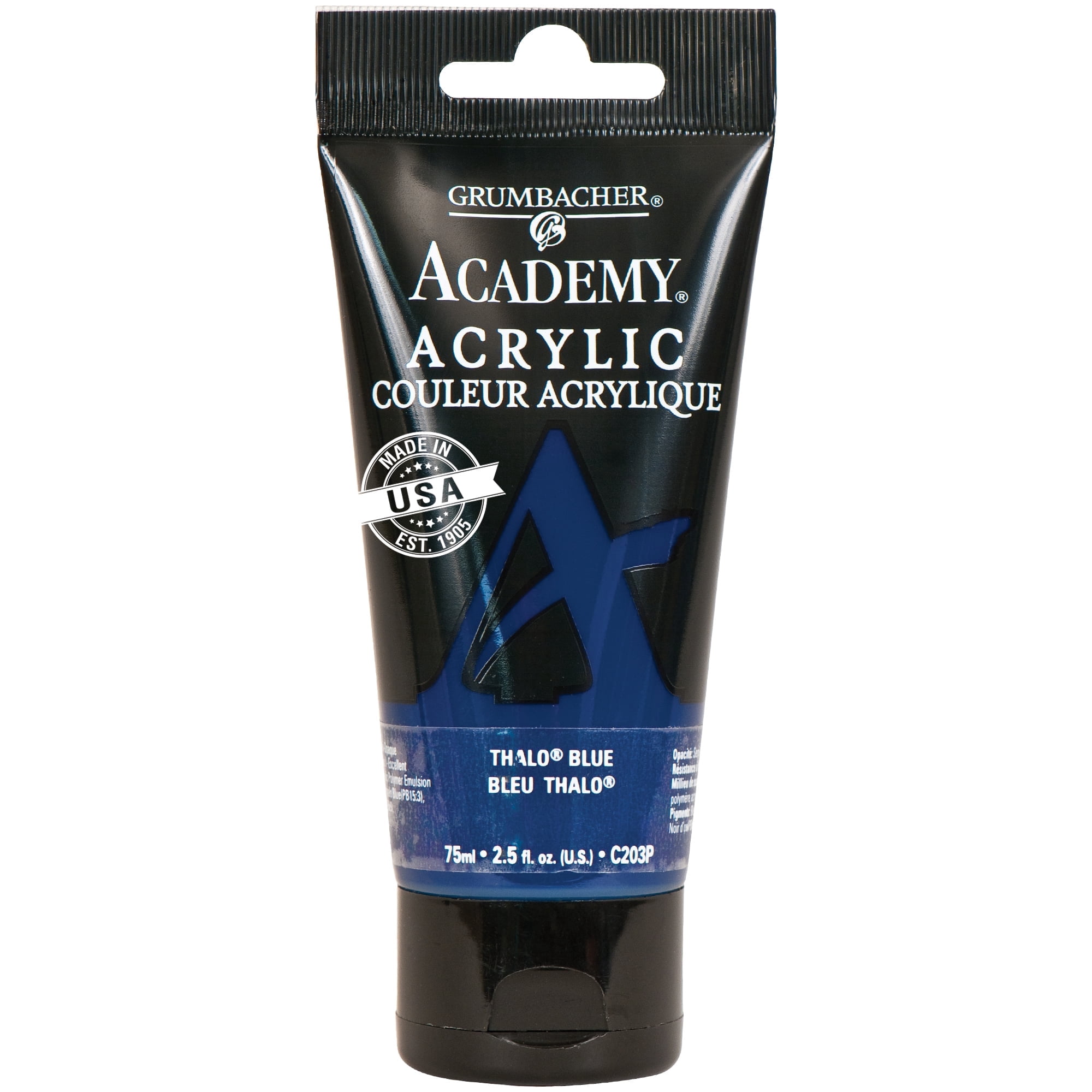 (2 pack) Grumbacher Academy Acrylic Paint 75ml Tube - Thalo Blue