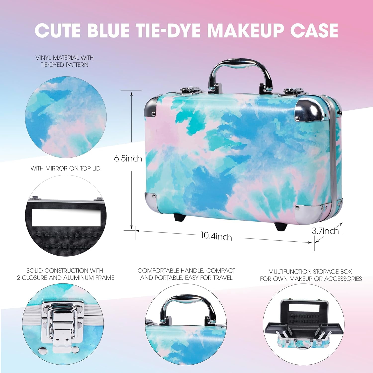 Hot Sugar Makeup Kit for Girls 10-12, Basic Cosmetic Set for Women - Perfect Gift to Begin The Makeup Journey (Blue Tie-Dye)