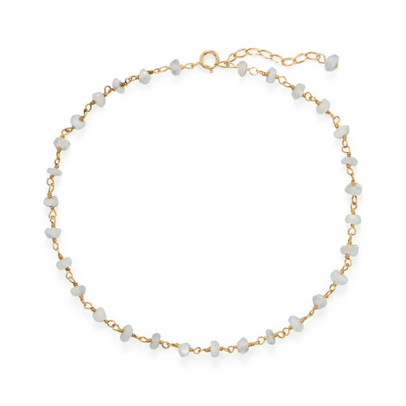 .925 Sterling Silver Moonlight Glow! 14 Karat Gold Plated Women's Rainbow Moonstone Anklet