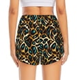 thumbnail image 3 of Picia Teal Leopard Pattern Women's 2 in 1 Athletic Running Shorts High Waisted Workout Casual Gym Sweat Shorts with Comfy Liner Zipper Pockets-Medium, 3 of 9