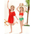 thumbnail image 3 of Lanbubble Girls 3 Piece Cover Up Swimsuit Set Hawaiian Bikini Bathing Suit with Pompom Tassel 7-12Y, 3 of 11