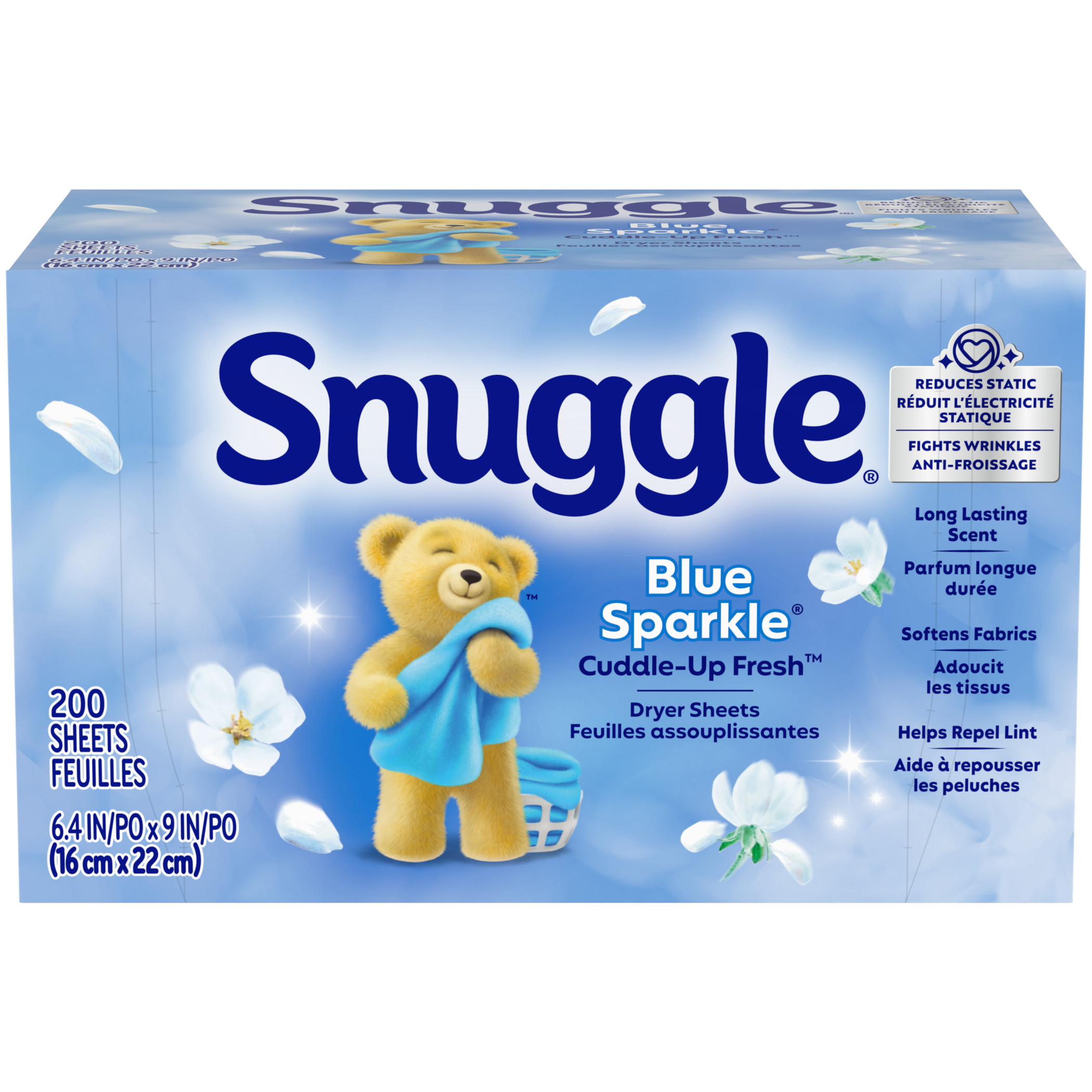 Snuggle Blue Sparkle Cuddle Up Fresh Dryer Sheets, 200 Count