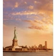 thumbnail image 3 of Retro Duvet Cover Set, Liberty American Freedom on NYC Sunset River Skyscraper, Decorative 2 Piece Bedding Set with 1 Pillow Shams, Twin Size, Yellow White, by Ambesonne, 3 of 3