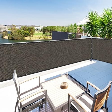Brown 5' X 1' Balcony Deck Fence Privacy Screen Cover Panel Shade Cloth Fabric For Chain Fence Patio Pool Railing Driveway Walkway Porch Playground Dog Kennel Residence Commercial Use