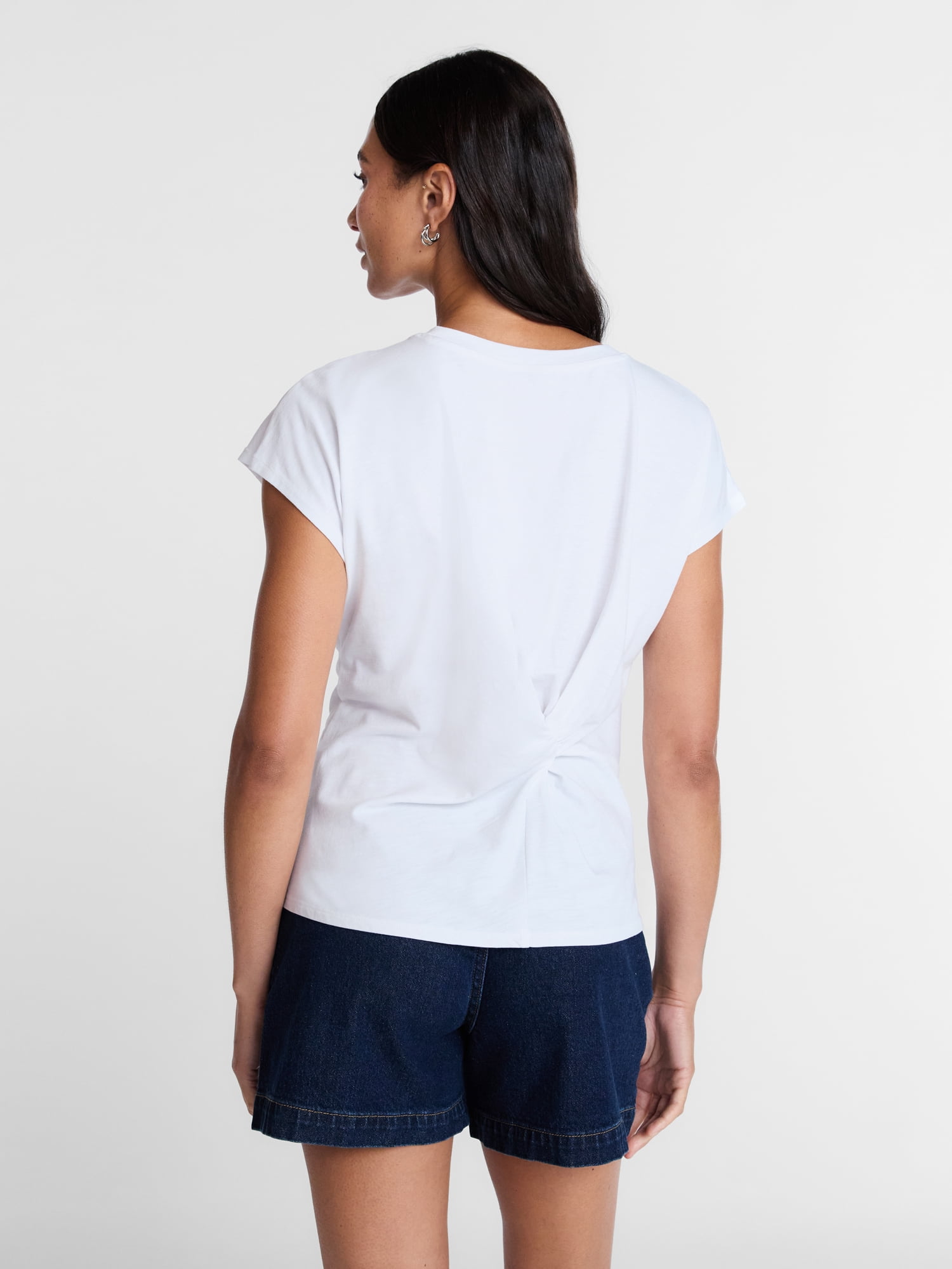 Time and Tru Women's Twist-Front Tee with Short Sleeves, Sizes XS-XXXL