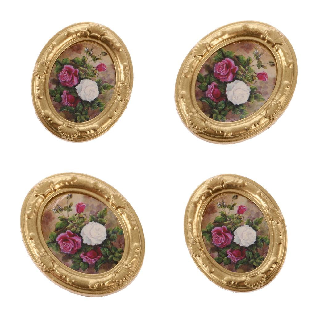 Dolls House Miniature 1:12th Scale Pair of Oval Pictures 
