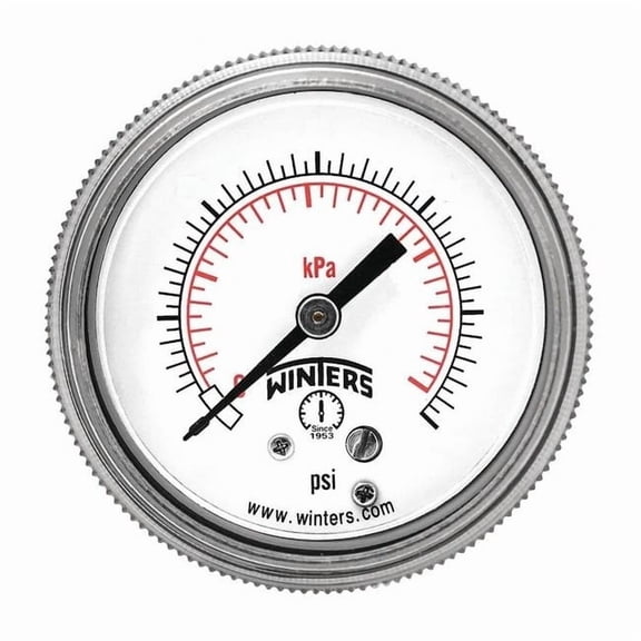 Winters Pressure Gauge,3-1/2" Dial Size,Black P9S901461