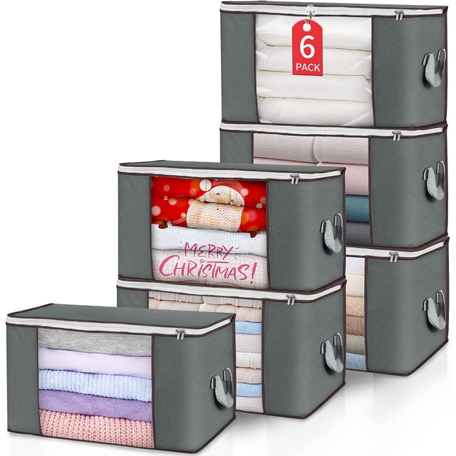 Contenedor de almacenamiento de gran capacidad, organizador plegable de material transpirable, contenedor de ventana transparente con asa reforzada, diseño plegable de tela no tejida resistente para