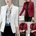 thumbnail image 3 of Sarkoyar Women One Button Solid Color Lapel Long Sleeve Slim Blazer Coat Suit Jacket, 3 of 8