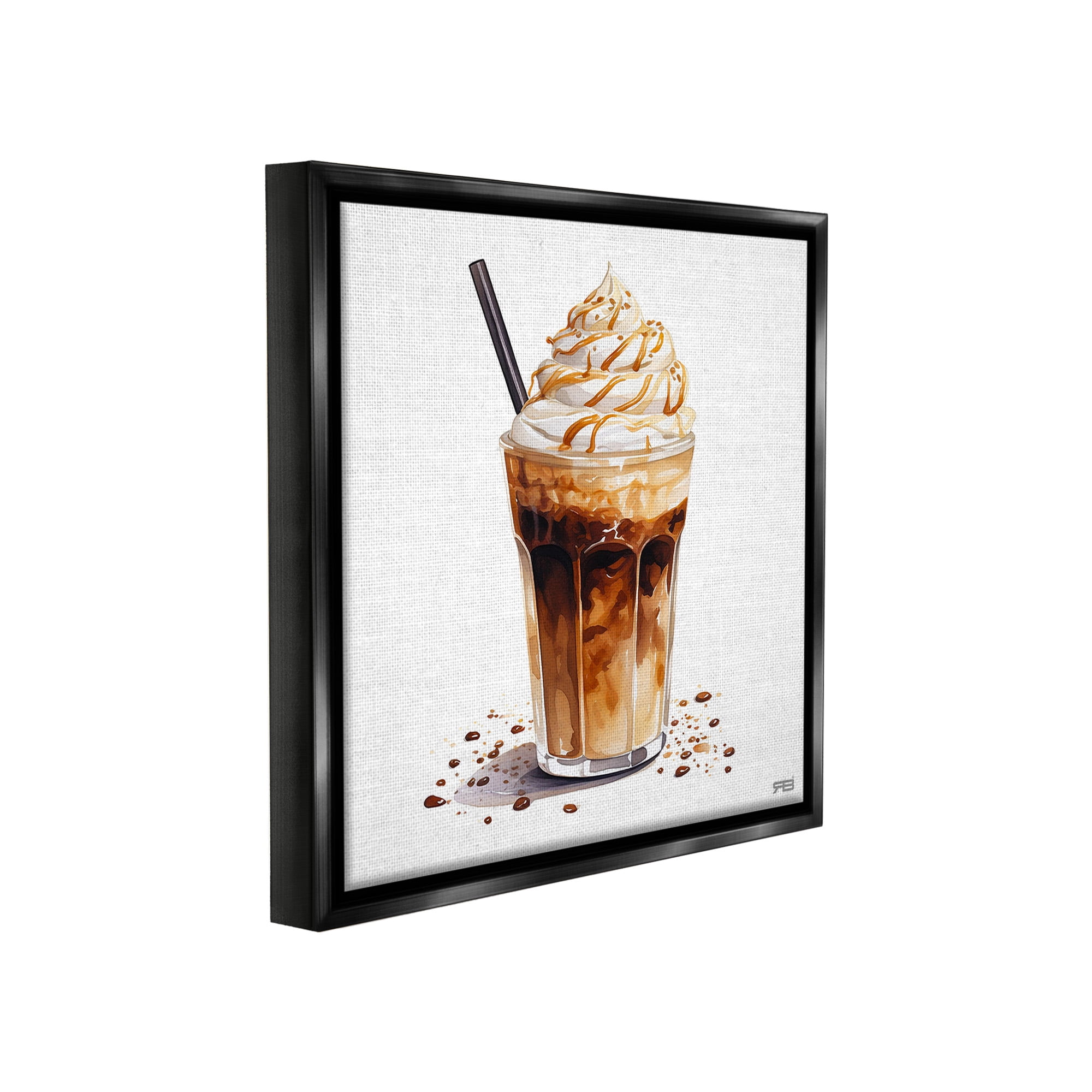 Stupell Industries Coffee Dessert Drink Food & Beverage Painting Black Floater Framed Canvas Art Print Wall Art, 18 x 18