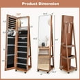 thumbnail image 3 of Gymax Jewelry Organizer with Lockable Cabinet, Mirror and LED Lights, Brown, 3 of 10