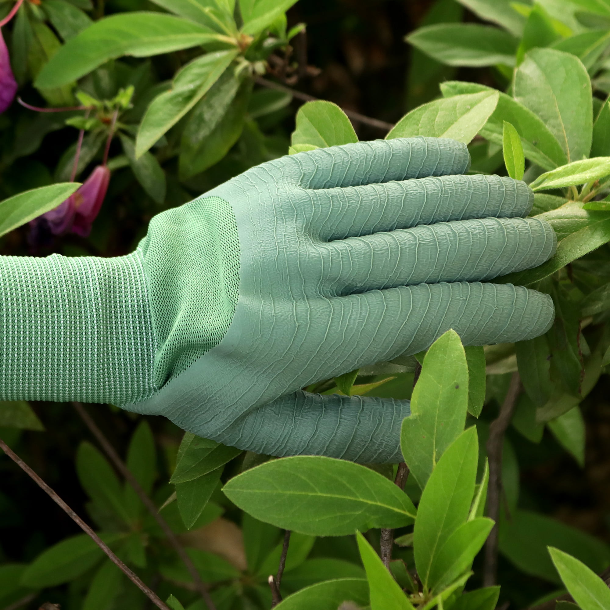Expert Gardener Latex Ripple Grip Gloves, Size Medium, Grassy Green Color