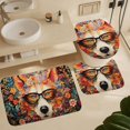 thumbnail image 5 of Funny Glasses Wolf 4 Piece Shower Curtain Sets, with Non-Slip Rugs, Toilet Lid Cover And Bath Mat, for Bathroom Decor Set, 5 of 7