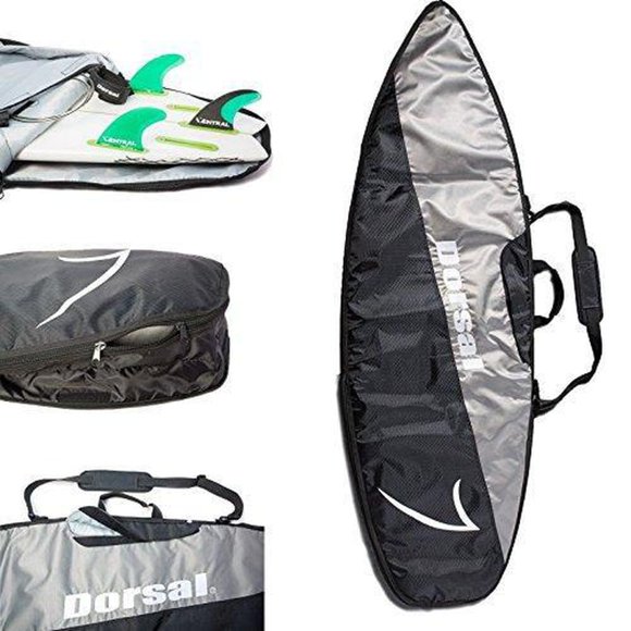 DORSAL Travel Shortboard and Longboard Surfboard Board Day Bag Cover Black/Grey Nylon 7'6