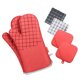 thumbnail image 3 of Inteprter guantes de cocina de silicona para microondas, juego de soporte para ollas, manoplas para horno, guantes de barbacoa resistentes al calor de Herramientas y accesorios para hornear Rojo Inteprter HA003893-01, 3 of 6