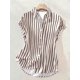 thumbnail image 1 of Blusa De Rayas Marrones Y Blancas Con Mangas Cortas Y Cuello Clásico, 1 of 26