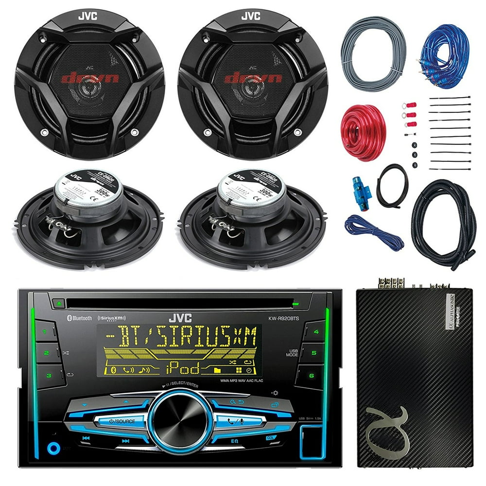 JVC KWR920BTS Double DIN Bluetooth Car Stereo Receiver Bundle Combo