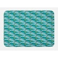 thumbnail image 1 of Reptile Bath Mat, Flying Pteranodon in the Sky Jurassic Animal Prehistoric Time Habitat Print, Plush Bathroom Decor Mat with Non Slip Backing, 29.5" X 17.5", Blue and Teal, by Ambesonne, 1 of 2