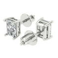 thumbnail image 2 of 1 ct Screw-Back Stud Earrings for Women | 6x4mm Emerald Cut Simulated Diamond | 18K White Gold, 2 of 5