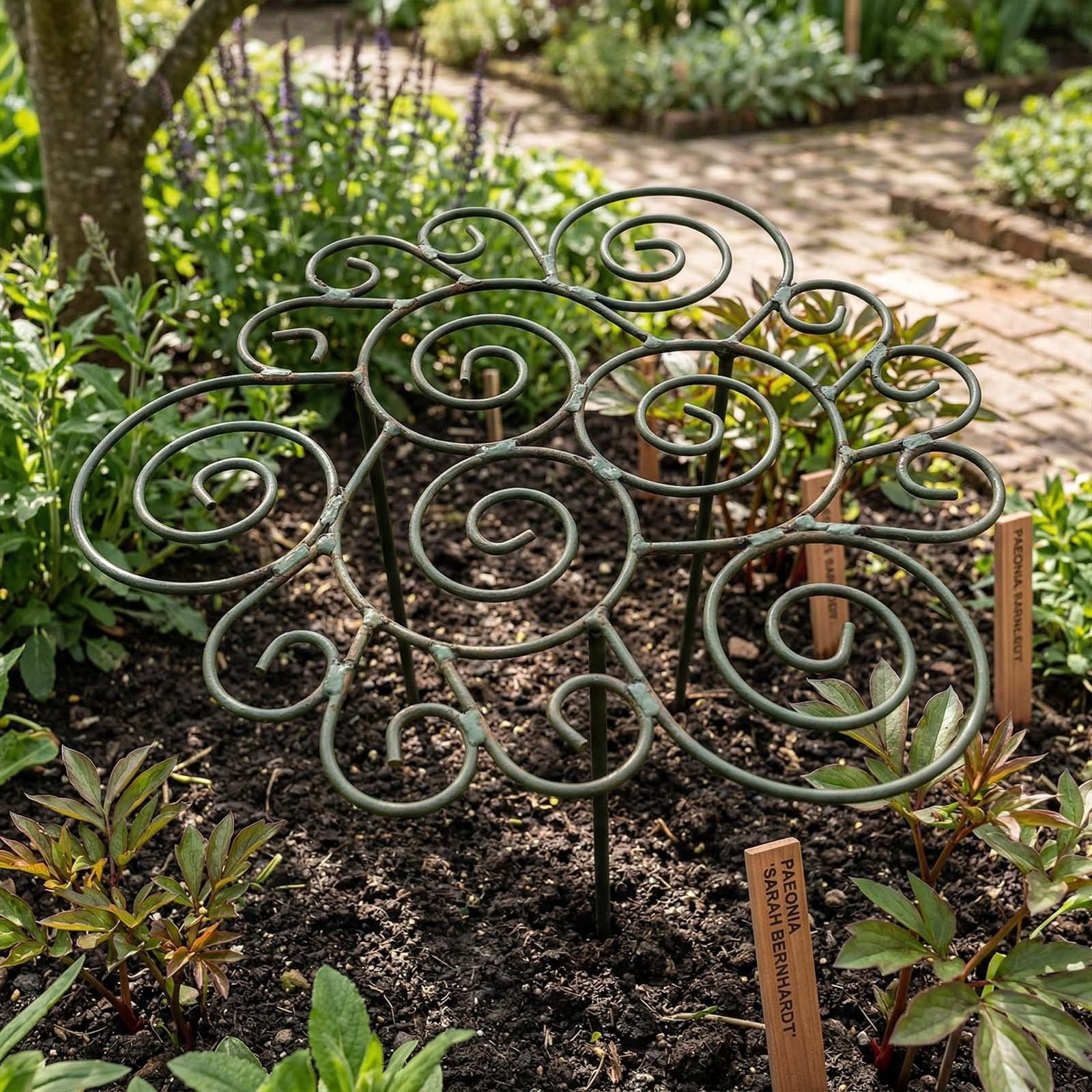 Metal Garden Plant Support Ring Flexible Adjustable Vine Climbing Holder Sturdy Iron Frame Plant Growth Support for Flower Vegetable Tomato Silver