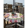 thumbnail image 2 of Outdoor Tablecloths with Umbrella Hole & Zipper, Spring Gnomes Round Tablecloth 54 Inch, Vintage Botanical Blossom Rose Leaves Waterproof Table Cloth, Patio/Pool/Picnic Table Covers, 2 of 8