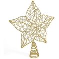 thumbnail image 4 of Glittered Star Tree Topper - Christmas Gold Sparkle Wire Star Leafy Decoration, 4 of 6