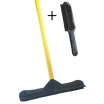 12 inch Rubber Broom and Rubber Brush Combo - 2 Tools For Cleaning Pet Hair