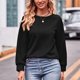 thumbnail image 2 of Long Sleeve Crew Neck Tops Leisure Pure Color Fashionable Soft Women Loose T Shirt for Daily Life Traveling, 2 of 5