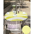 thumbnail image 4 of Outdoor Tablecloth Yellow and White Stripes Round Patio Tablecloths 60 Inch, Waterproof Table Cloths with Umbrella Hole and Zipper, Striped Simple Summer Table Cover for Outdoor Tables Garden, 4 of 6