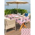 thumbnail image 4 of Outdoor Tablecloth with Umbrella Hole and Zipper, Pink Christmas Snowman Rectangle Table Cloth 60x102 Inch Waterproof Tablecloth, Winter Snowflakes Xmas Tree Forest Picnic Table Cover for Patio, 4 of 7