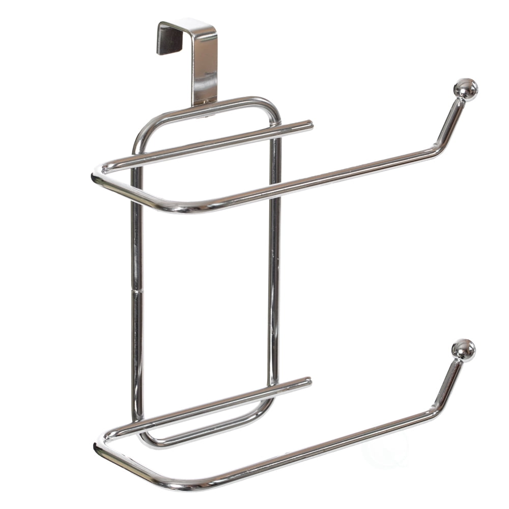 Basicwise Over-the-Side Tank Double Toilet Paper Holder Compact Modern Bathroom Organizer Practical Storage Rack for Extra Rolls