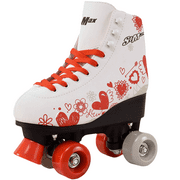 STMAX Quad Roller Skates for Girls and Women-Size 2.5 Kids to 8.5 Women -Outdoor, Indoor and Rink Skating- Classic High Cuff with Adjustable Lace System (White and Red, 7.5 Adult)