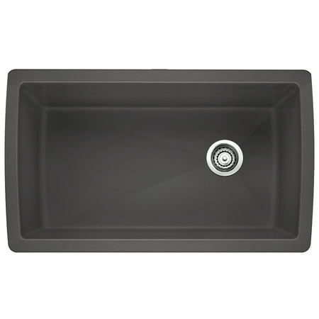 Blancoperforma Stainless Steel Sink - Blanco DIAMOND Super Single Bowl SILGRANIT Sink Cinder