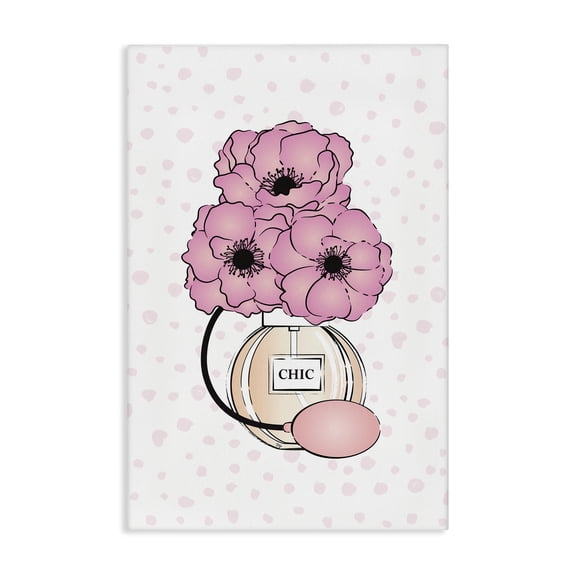 Stupell Industries Pink Florals in Perfume Botanical & Floral Painting Gallery Wrapped Canvas Art Print Wall Art, 16 x 24