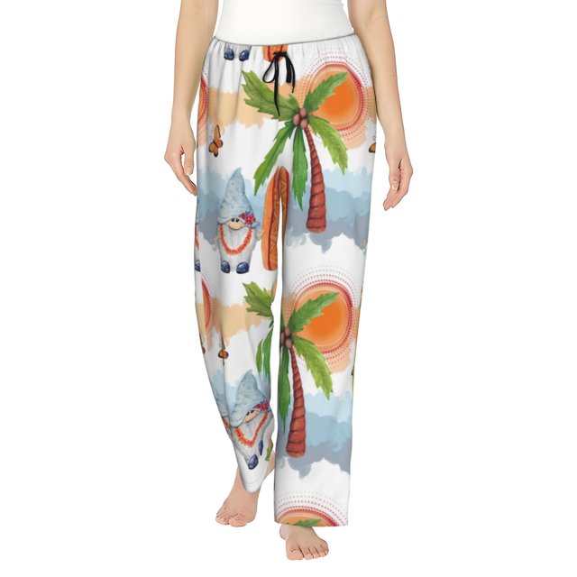 Balery Gnome and Surfing Pantalones de pijama para mujer, pijamas ultraligeros, pantalones de estar por casa-XX-Large