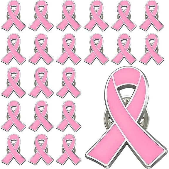 25 Pieces Pink Ribbon Pins for Fundraiser & Survivor Movement, Breast Cancer Awareness Enamel Lapel Pin for Women, Hope Ribbon Metal Medal for Charity Recognition and Public Events