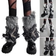 thumbnail image 2 of JZROCKER Women Punk Rivets Plush Leg Covers Harajuku Butterfly Winter Leg Warmer, 2 of 16