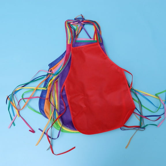 LEORX  12 Pcs Water Colors Paint Kids Cooking Aprons Disposable Bib Child