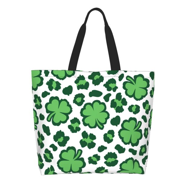 Fotbe Leopard print St. Patrick's Day Bolsa Tote Estética de Lona con Estampado para Mujer - Bolsa Reutilizable de Hombro Casual para Vacaciones, Compras, Trabajo y Gimnasio