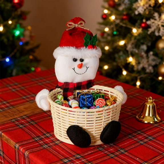 HOARBOEG Christmas Candy Basket Festive Design, Holiday Candy Bowl for Table Decoration, Snack and Treat Tray for Parties, Gift Basket for Family Gatherings for Reusable Seasonal Use